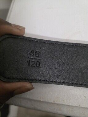 Denim And Black Leather Belt with Embossed Size Marking